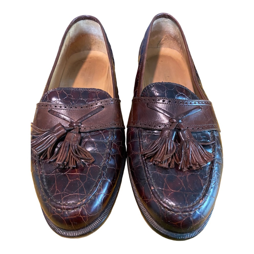 Johnston & Murphy croc embossed leather tasseled loafer 8